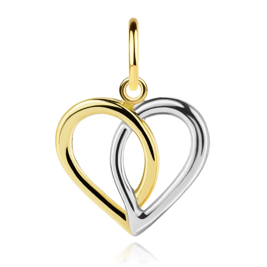 Zlatý prívesok 9K v tvare srdca s prepojenými ramenami