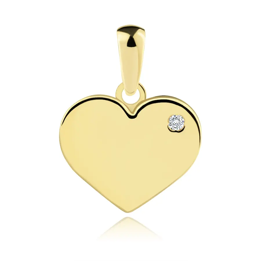 Zlatý prívesok 9K ploché srdce so zirkónom