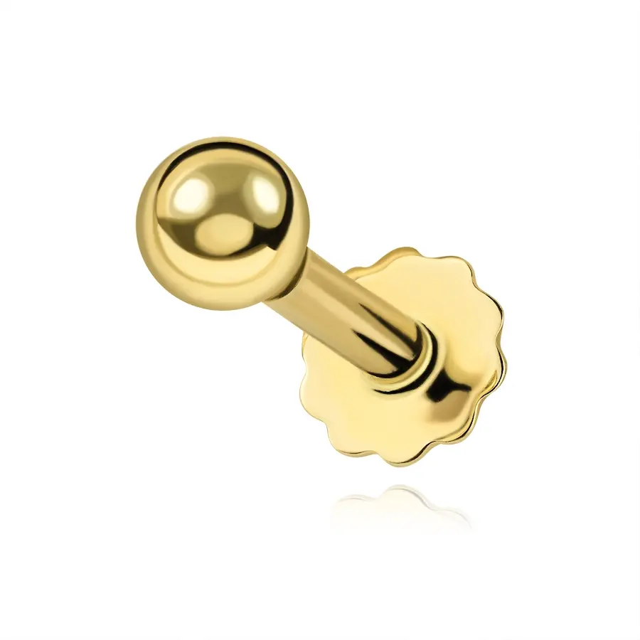 Zlatý piercing 14K s guľôčkou
