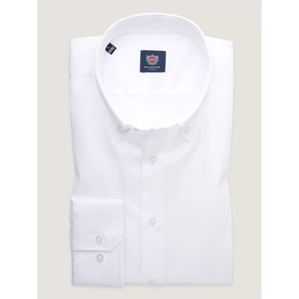 Pánska predĺžená košeľa slim fit biela s golierom na gombíky 18206