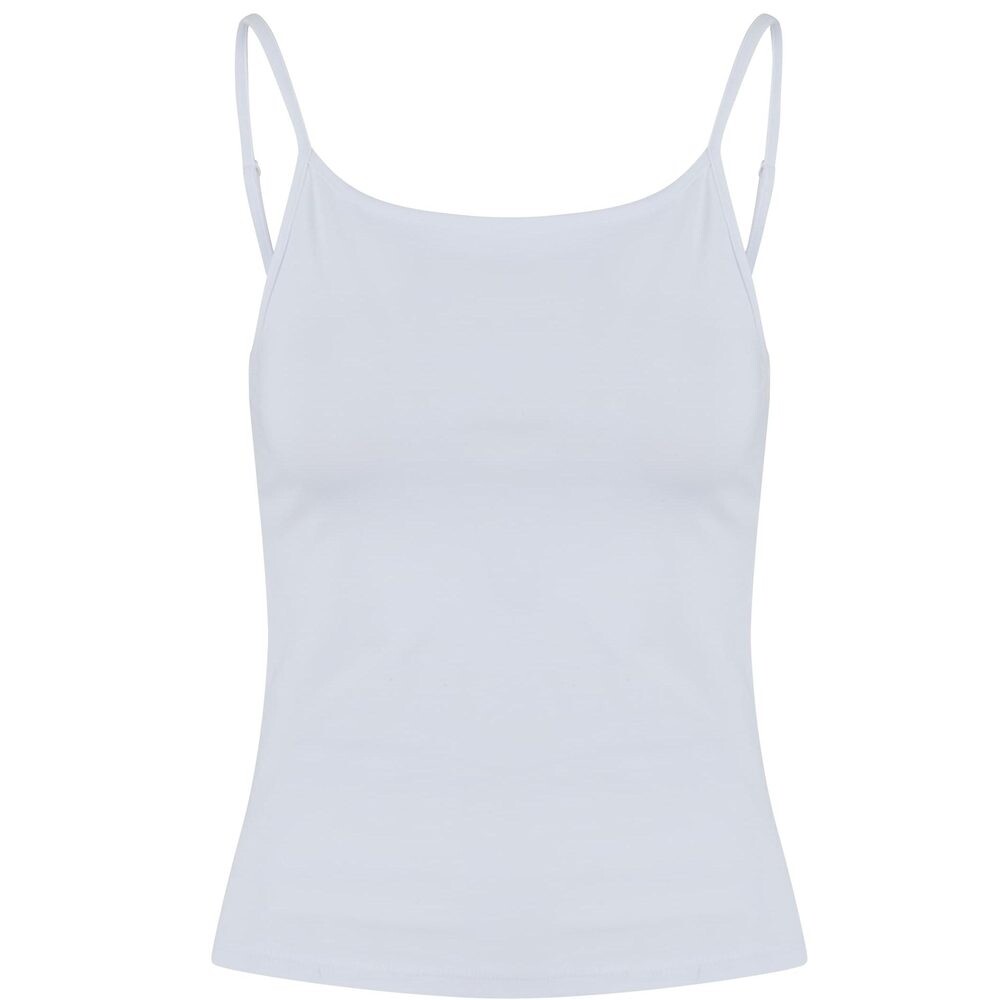 Build Your Brand Dámske tielko so špagetovými ramienkami - Biela | L