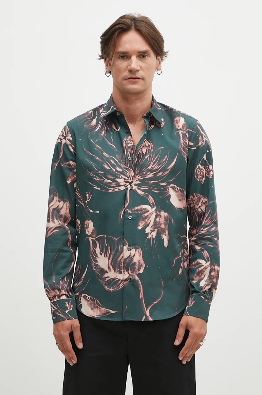 Košeľa Paul Smith pánska, šedá farba, slim, s klasickým golierom, M1R-006L-N02517