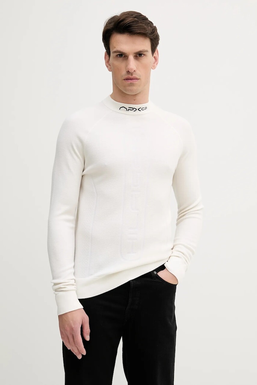 Vlnený sveter Tommy Hilfiger x F1 THE MOVIE béžová farba, ľahké, MW0MW41383