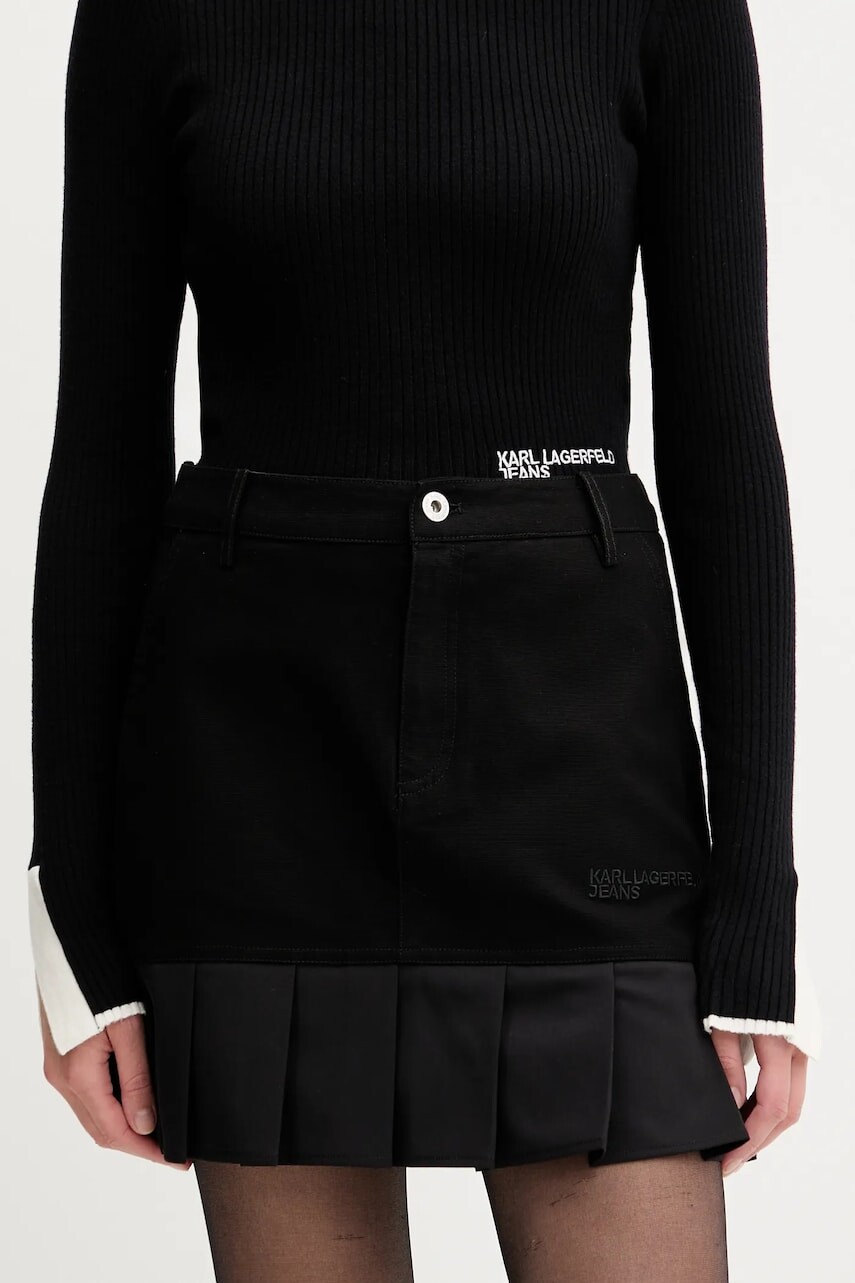 Sukňa Karl Lagerfeld Jeans čierna farba, mini, áčkový strih, A3W12012