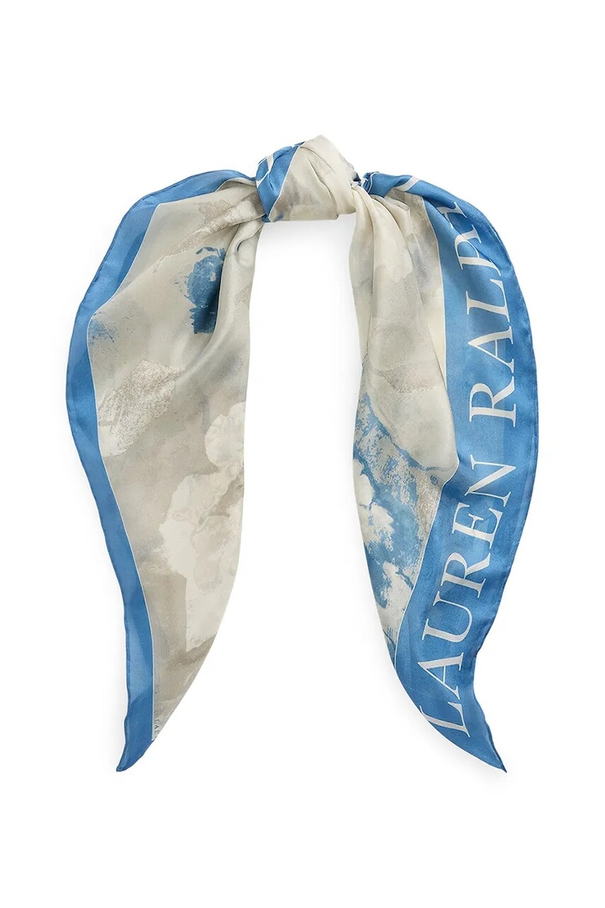 Hodvábna šatka Lauren Ralph Lauren béžová farba, vzorovaná, 454972545