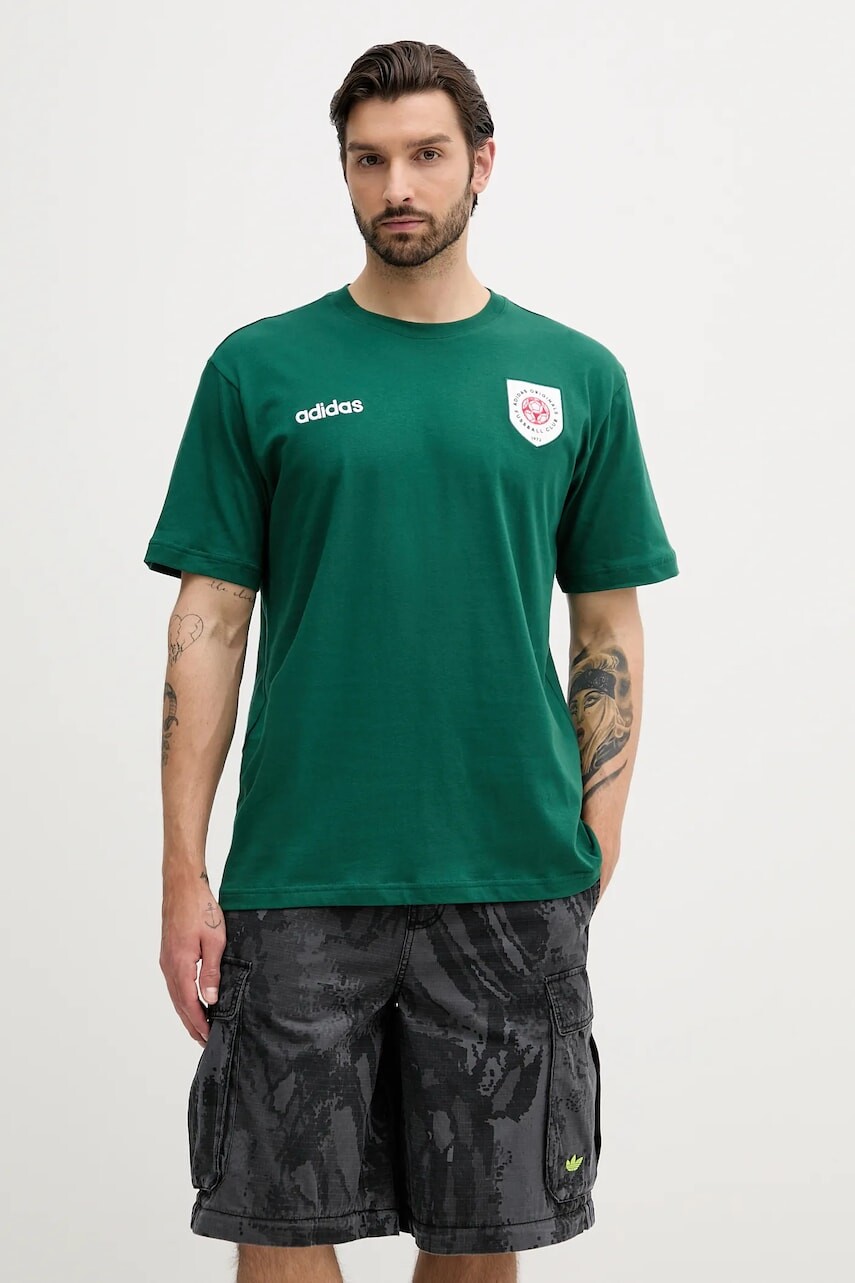 Bavlnené tričko adidas Originals Graphic Tee pánske, zelená farba, s nášivkou, JX3057