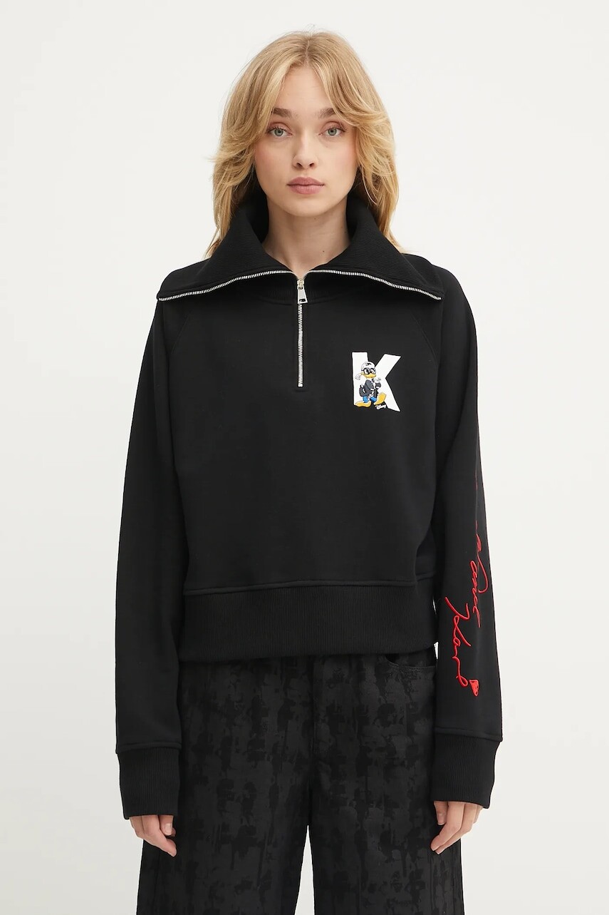 Mikina Karl Lagerfeld KL X DISNEY čierna farba, s potlačou, A3W20063
