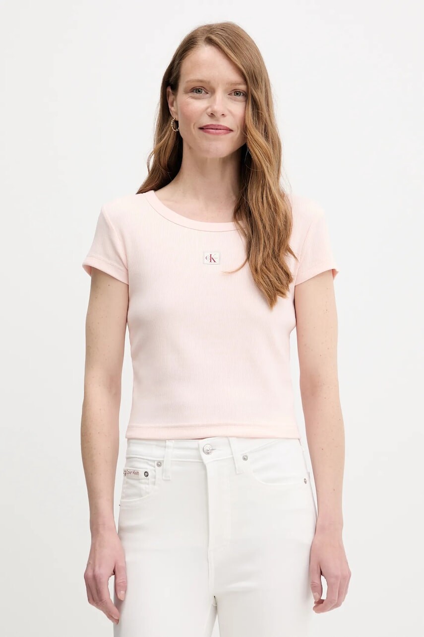 Tričko Calvin Klein Jeans dámske, ružová farba, LV047C200G