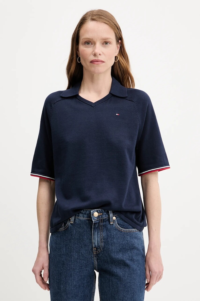 Bavlnený sveter Tommy Hilfiger tmavomodrá farba, ľahký, WW0WW45694