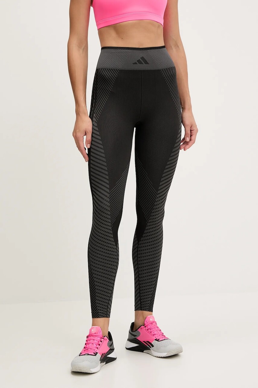 Tréningové legíny adidas Performance WORKOUT ESSENTIALS čierna farba, vzorované, JE8021