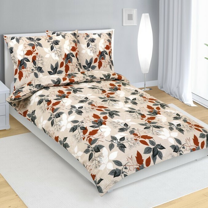 Bellatex Krepová posteľná bielizeň Jesenné listy ,140 x 200 cm, 70 x 90 cm, 140 x 200 cm, 70 x 90 cm