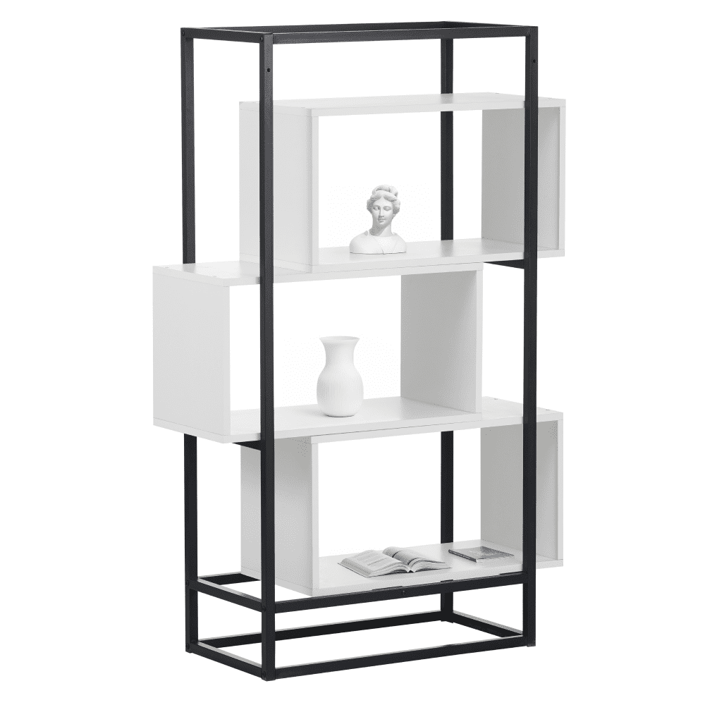 Regál, biela/čierna, KELIN