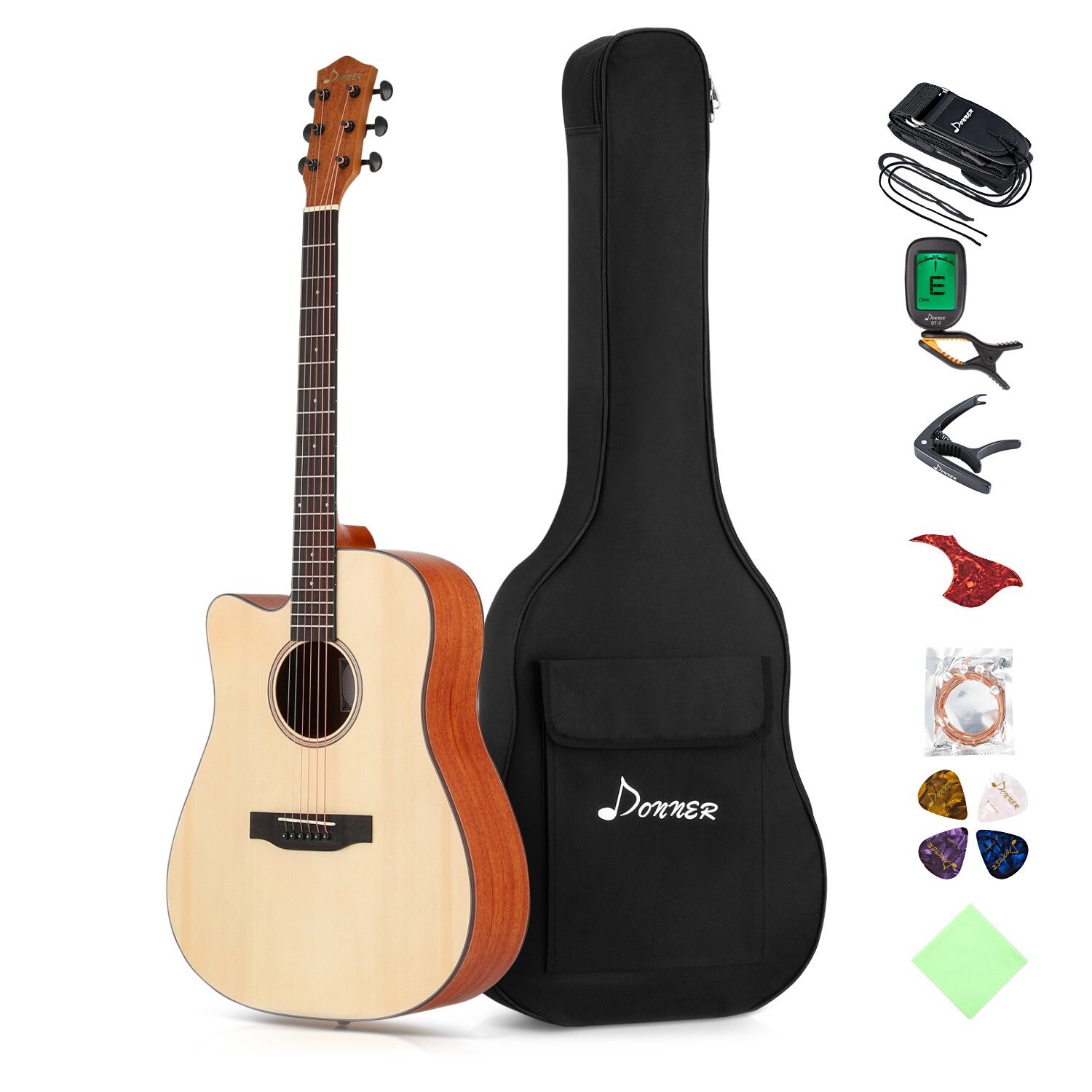 DONNER DAG-1CL 41 Inch Full-size Left Hand Cutaway Acoustic Guitar