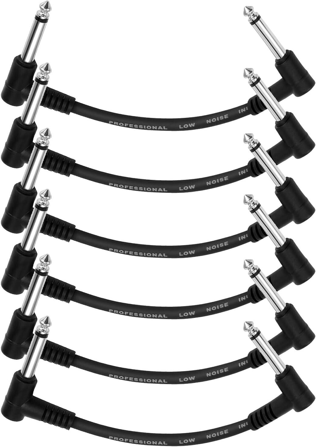 DONNER 15cm Guitar Patch Cable Black 6-Pack