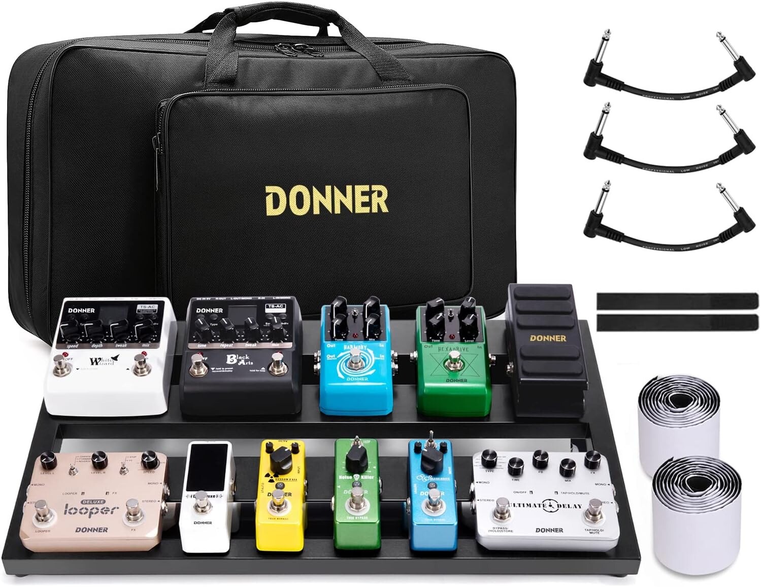 DONNER DB-3 Portable Aluminum Guitar Effects Pedals Board and Waterproof Bag Set