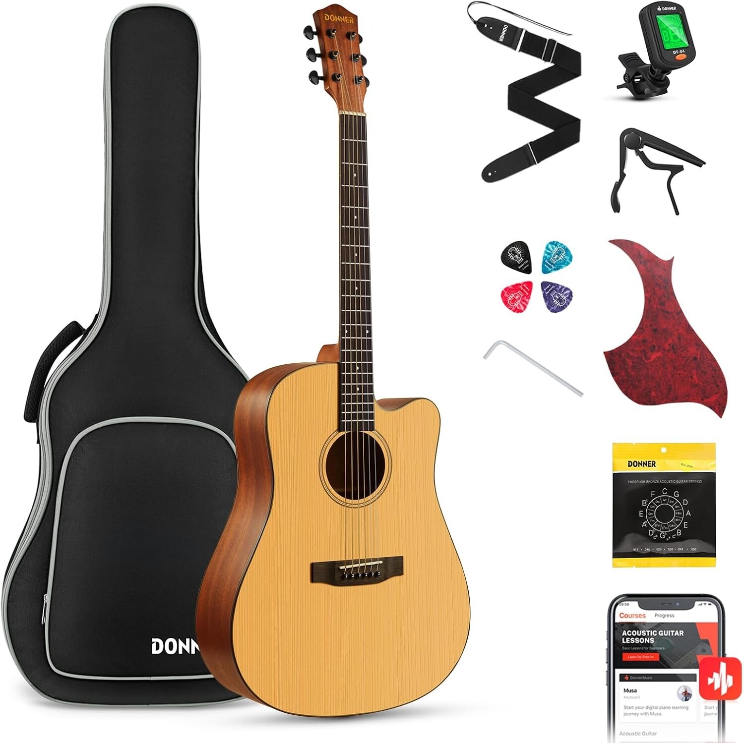 DONNER DAG-1CE 41 Inch Full-size Cutaway Electric Acoustic Guitar