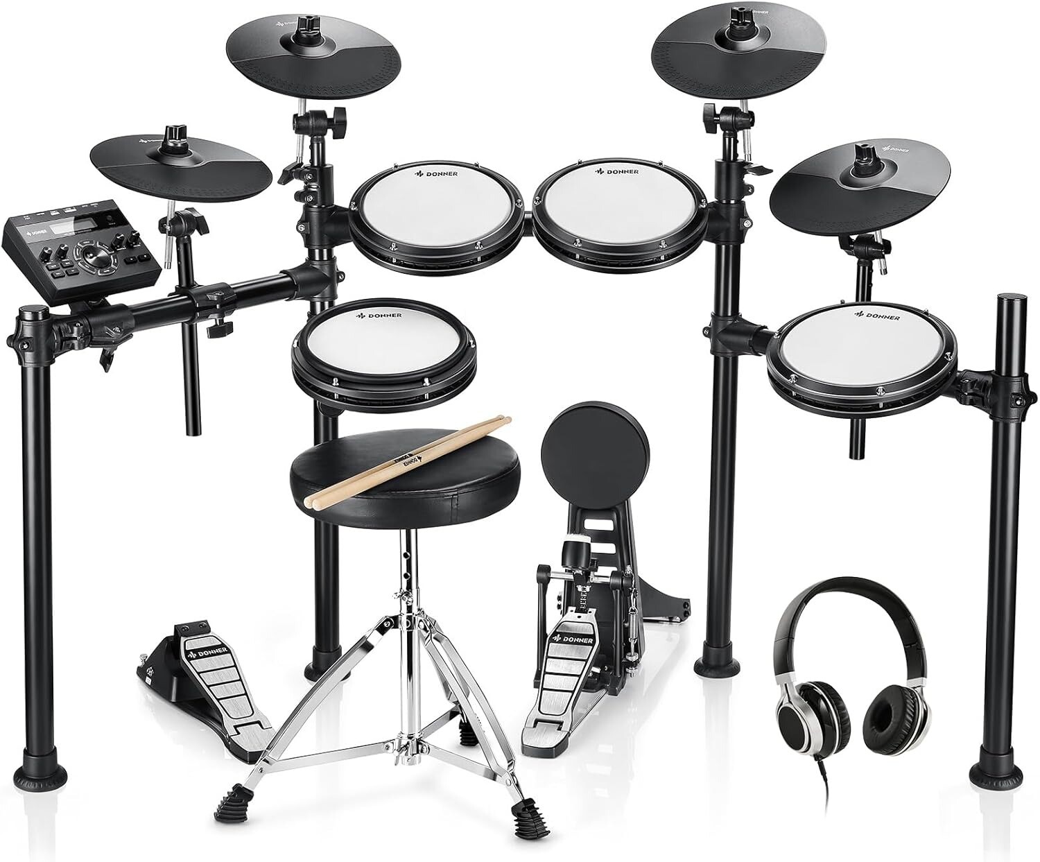 DONNER DED-200P Electric Drum Set 5 Drums 3 Cymbals