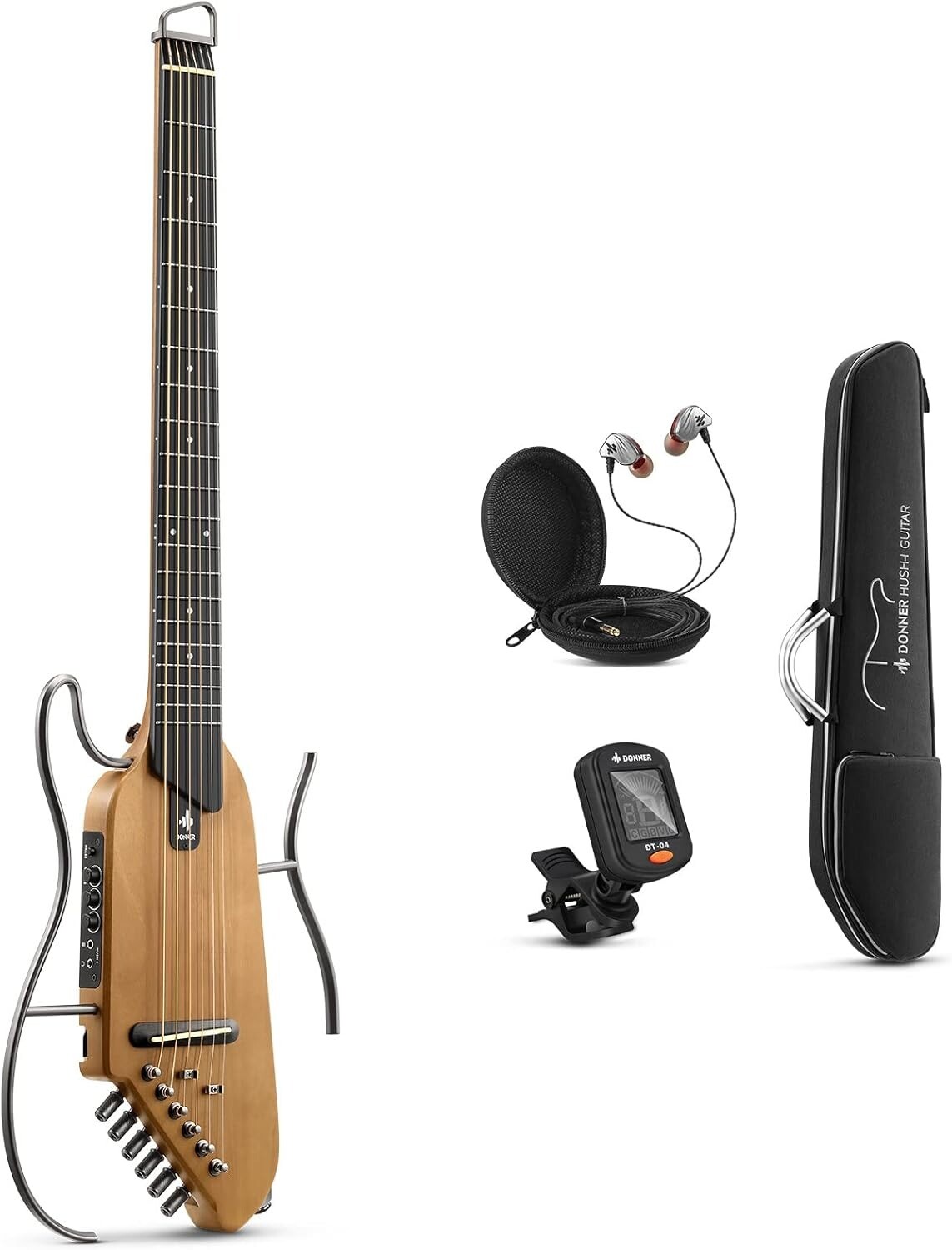 DONNER HUSH-I Silent Guitar Maple Natural