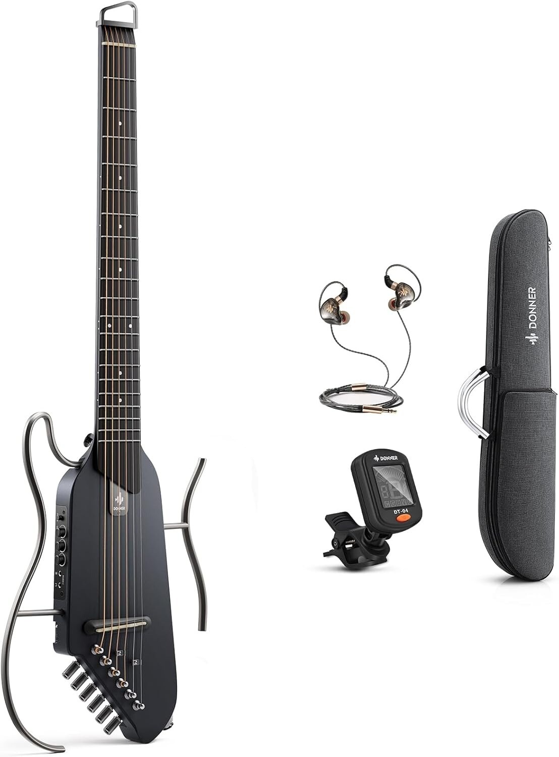 DONNER HUSH-I Silent Guitar Maple Black