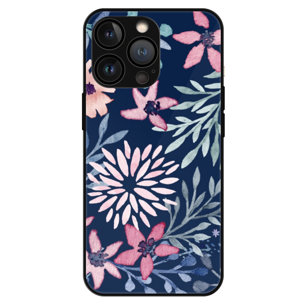 Lesklé puzdro MagSafe iSaprio - Leaves on Blue - iPhone 13 Pro Max