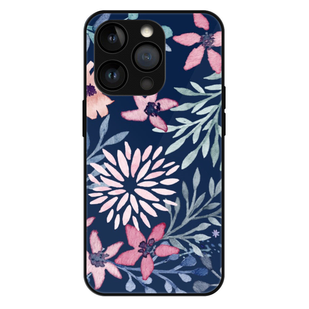 Lesklé puzdro MagSafe iSaprio - Leaves on Blue - iPhone 14 Pro