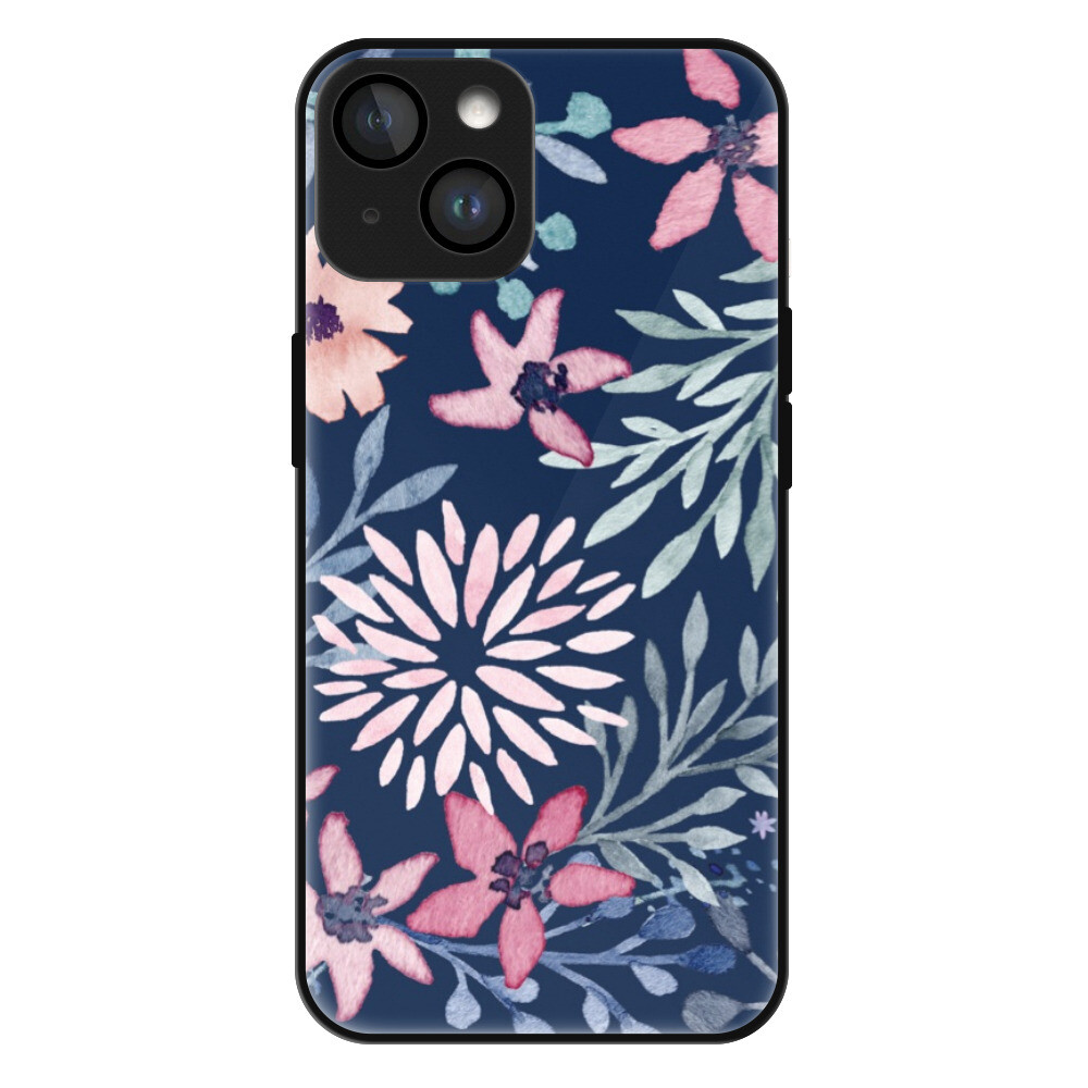 Lesklé puzdro MagSafe iSaprio - Leaves on Blue - iPhone 15