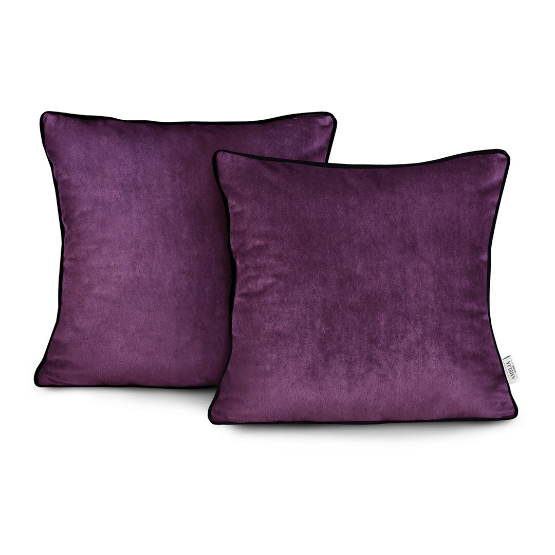 Obliečky na vankúše AmeliaHome Velvet Piping slivkové