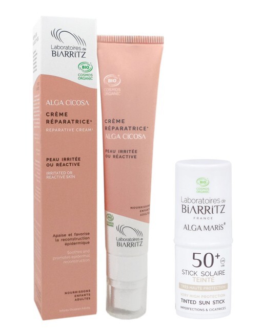 Laboratoires de Biarritz Balíček Rosacea krém ALGA CICOSA a stick SPF50