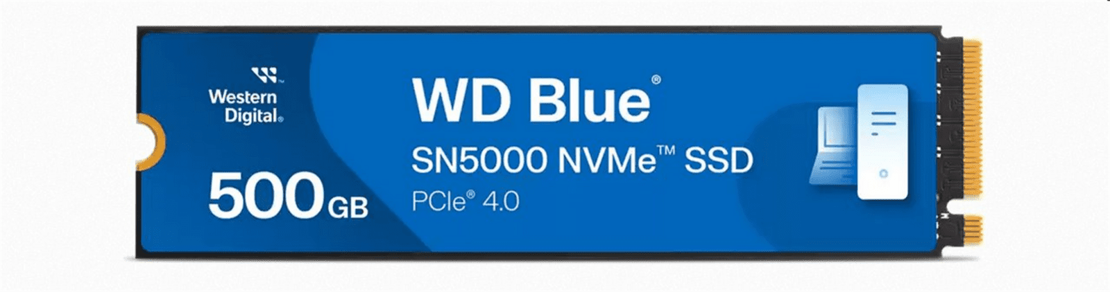 WD Blue SN5000 SSD 500GB M.2 NVMe Gen4 50004000 MBps WDS500G4B0E