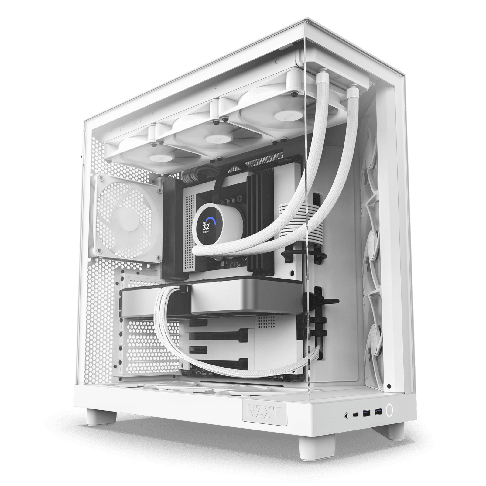 NZXT case H6 Flow  3x120 mm fan  glass  mesh panel  white CC-H61FW-01