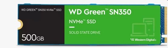 WD Green SN350 SSD 500GB M.2 NVMe Gen3 24001500 MBps WDS500G2G0C