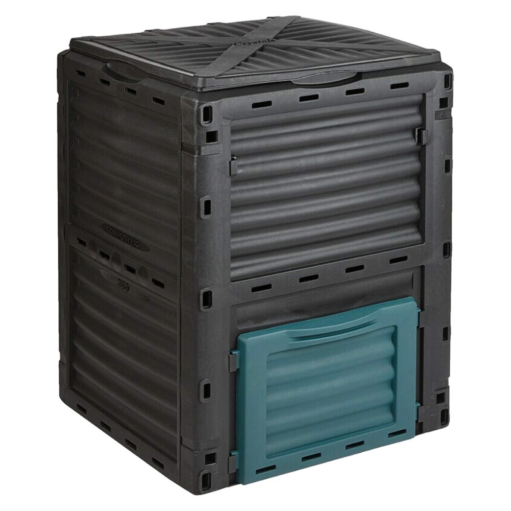 KONDELA Bobs záhradný kompostér 300 l čierna / zelená