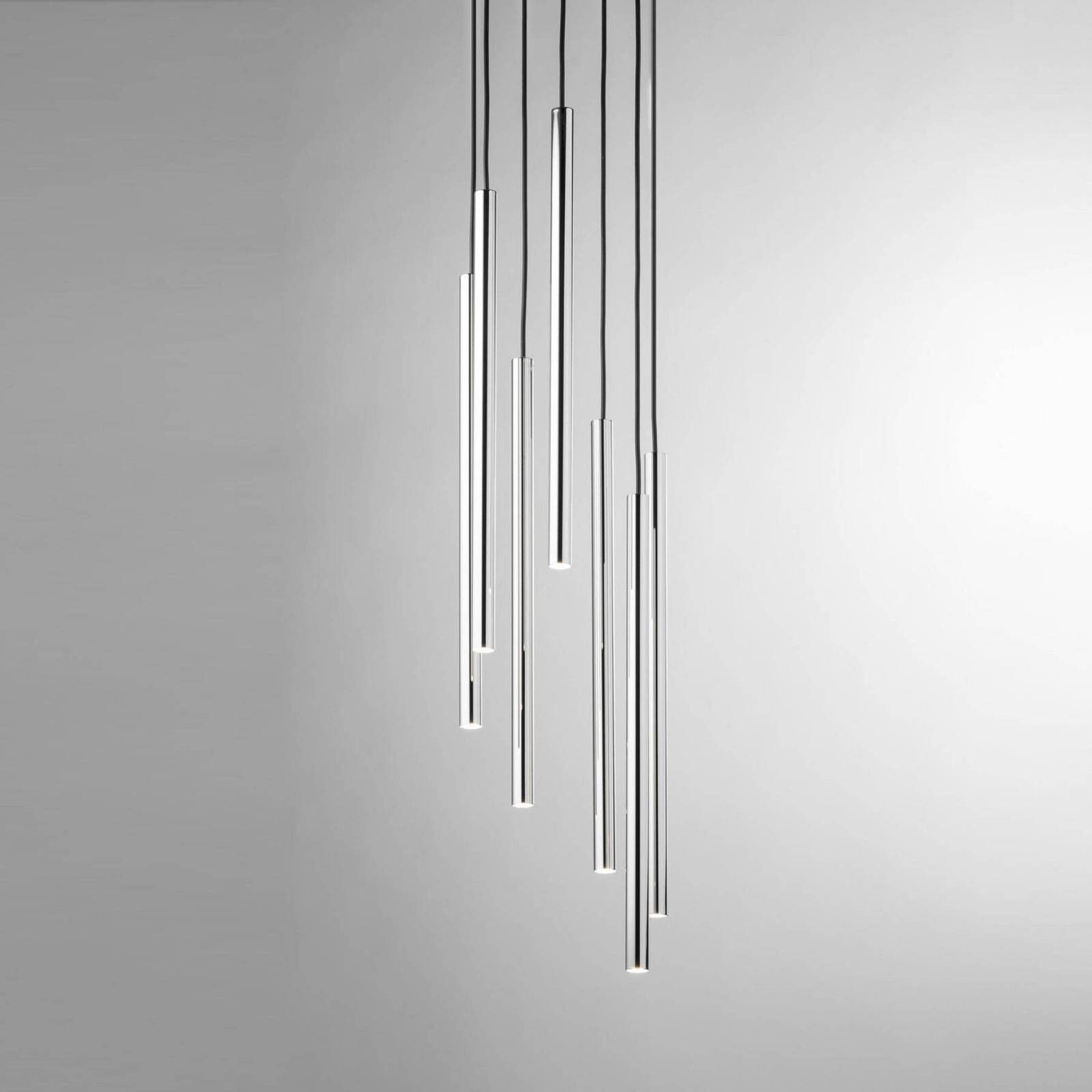 Závesné svietidlo Sopel Lux, 7-pl., okrúhle, čierne/strieborné, G9