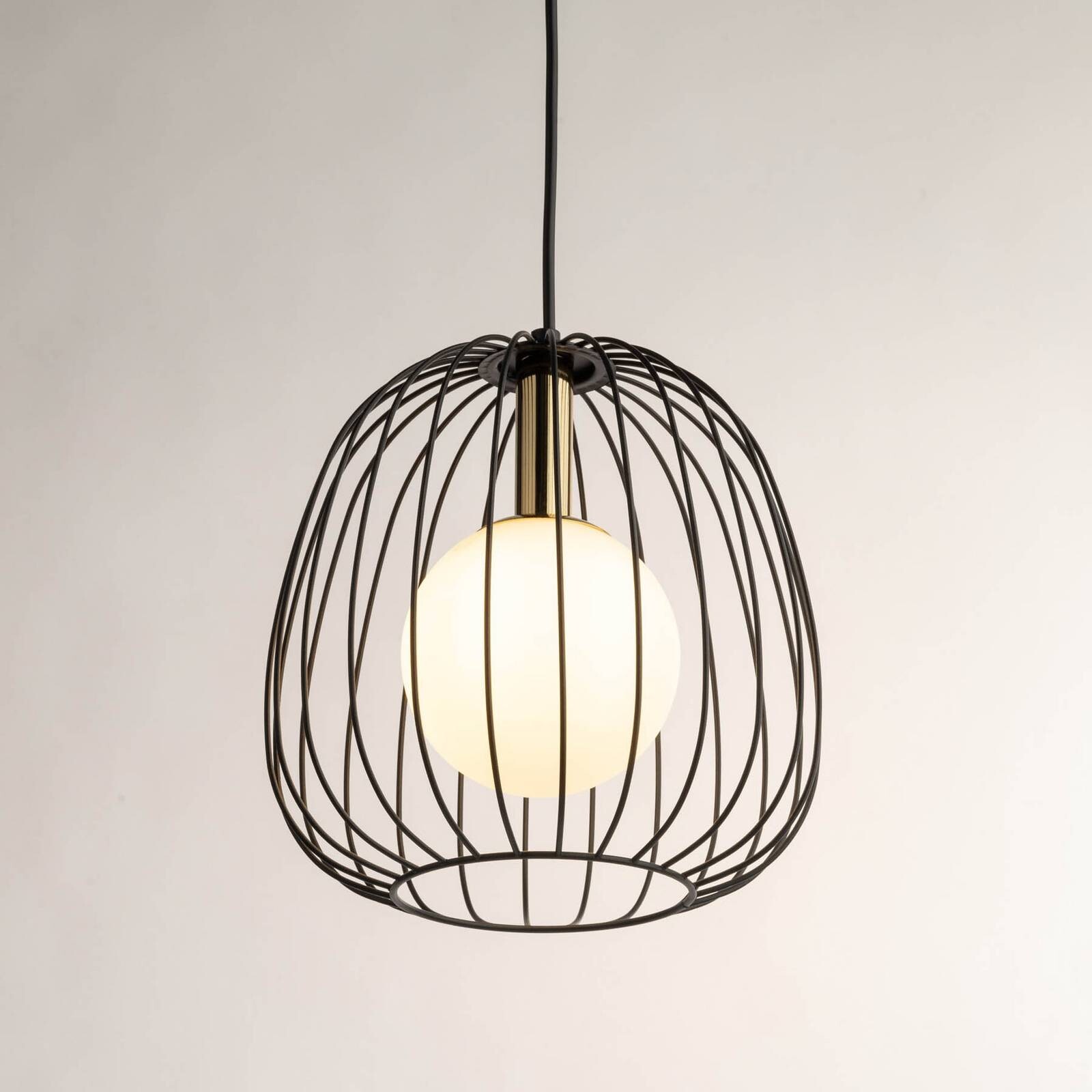Závesné svietidlo Bell S, Ø 24 cm, 1-pl., čierna/zlatá/biela