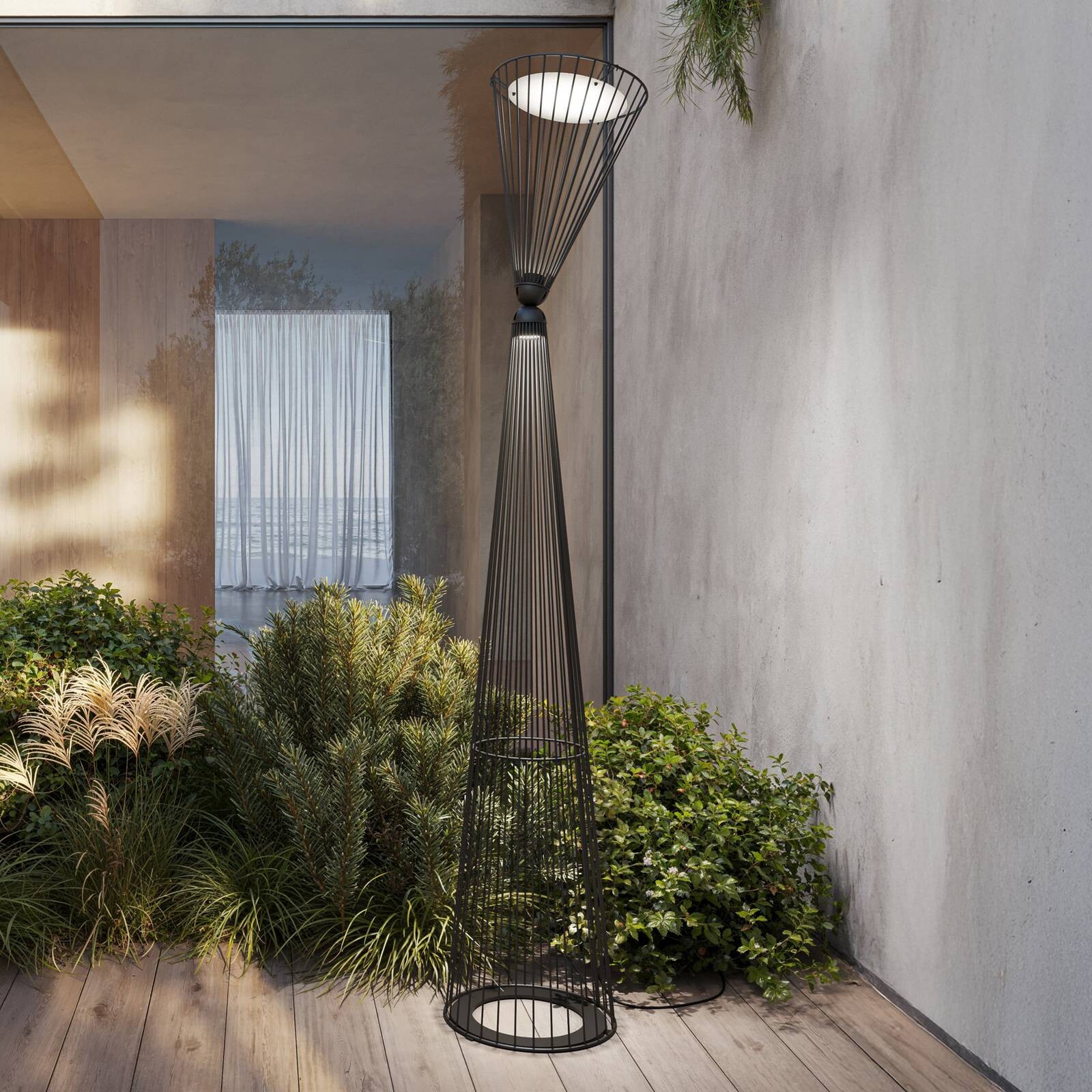 Karman LED vonkajšia lampa Ikonika, čierna, výška 180 cm IP55