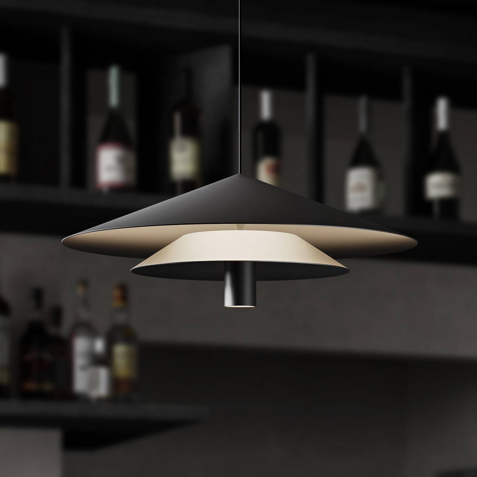 Karman LED závesné svietidlo ASSO, čierne, kov, Ø 42 cm