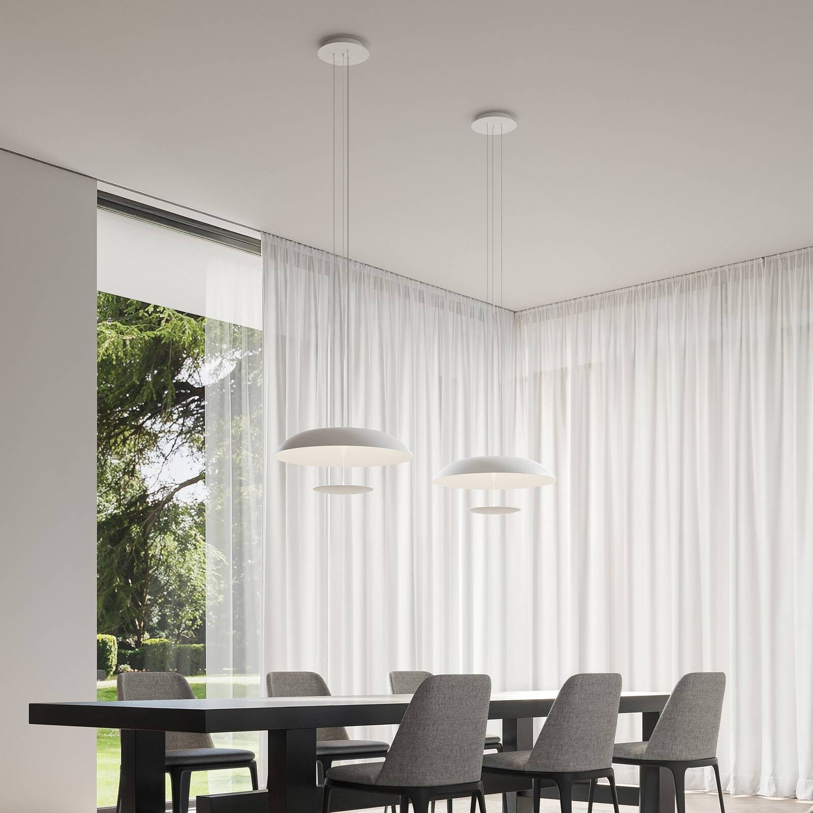 Karman LED závesné svietidlo BLANCO, Ø 60 cm, biela, kov