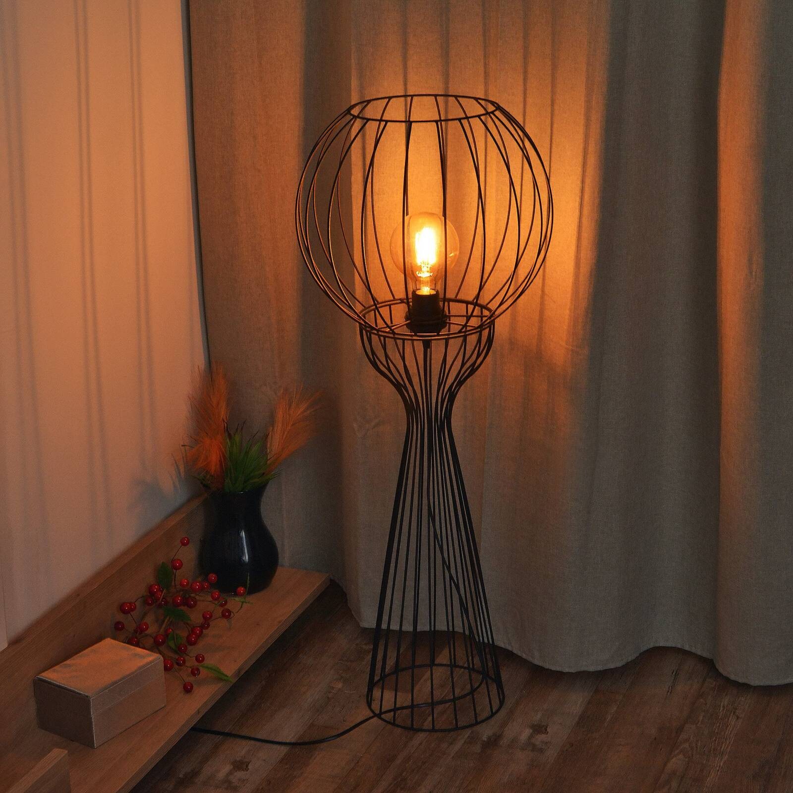 Stojacia lampa Mercure, čierna, kov/plast, výška 93 cm