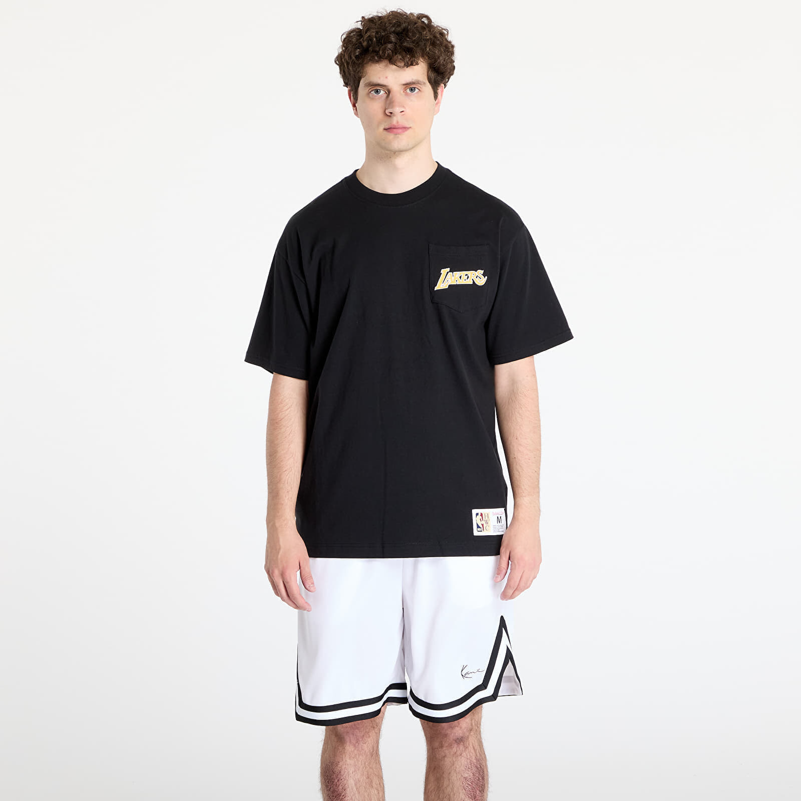 Tričko Mitchell & Ness NBA Double Hit Ss Pocket Tee Vintage Logo Lakers Black M
