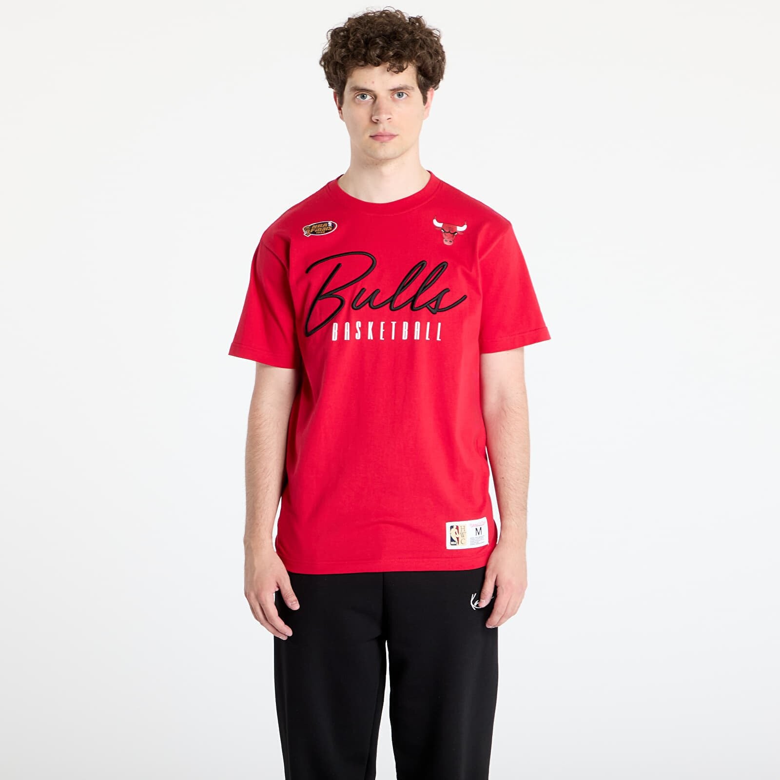 Tričko Mitchell & Ness NBA Training Day Premium Ss Tee Vintage Logo Bulls Scarlet M