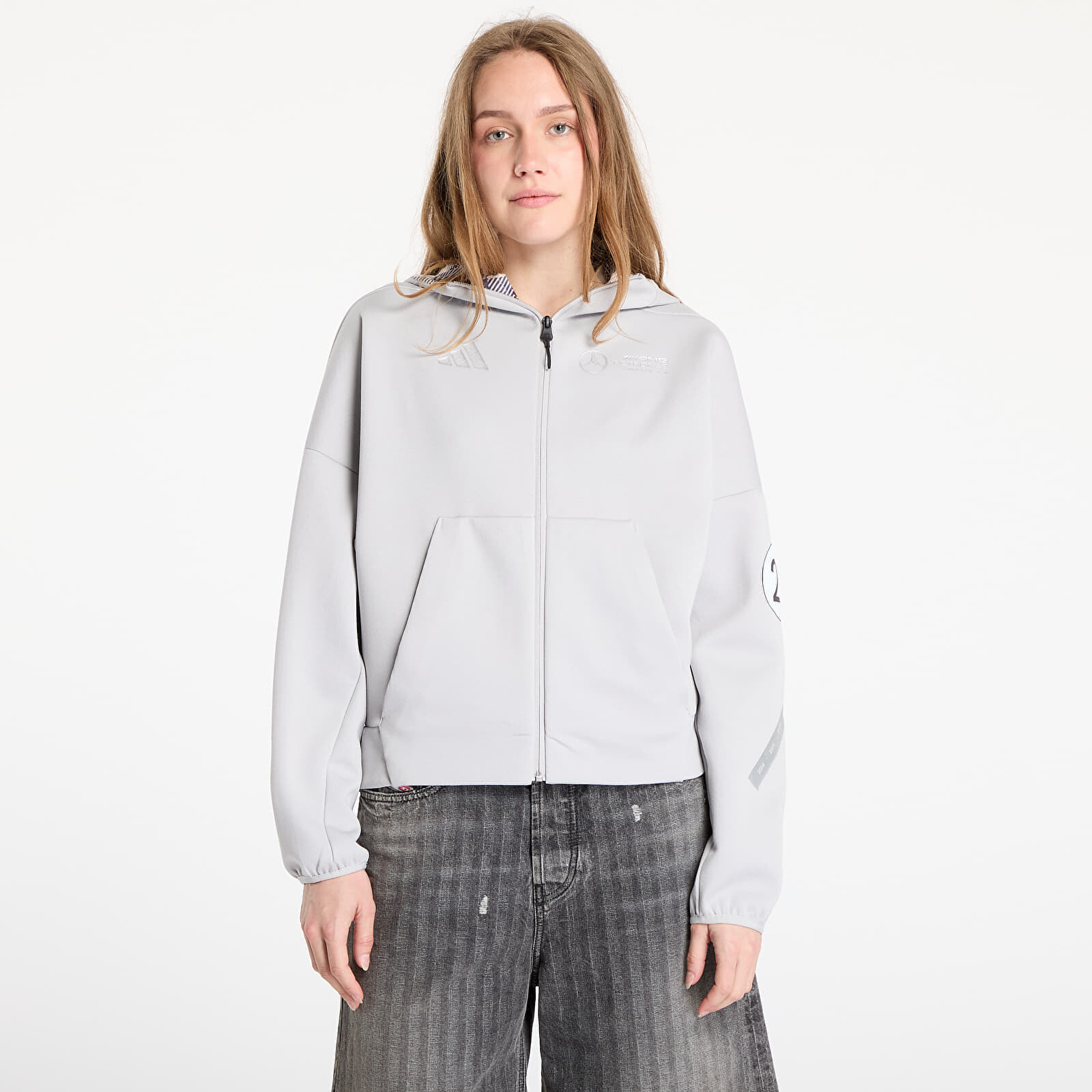 Mikina adidas x Mercedes AMG Silver Hoodie Grey Two S
