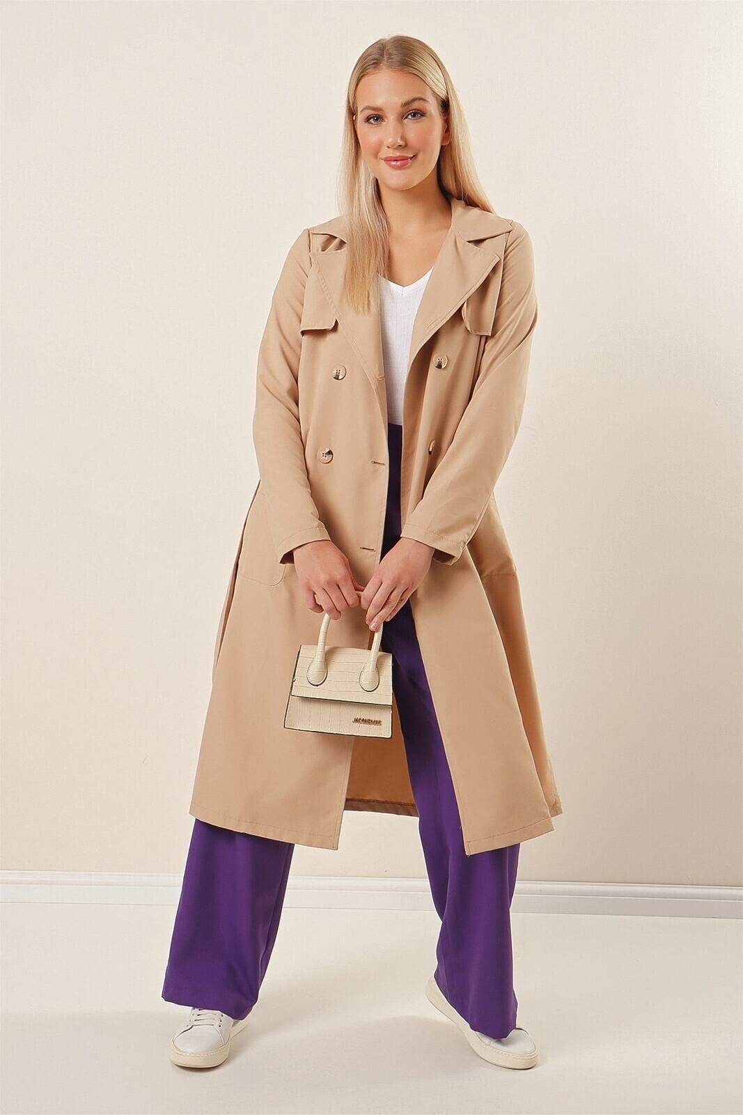 HAKKE Bag Pocket Trench Coat Jacket