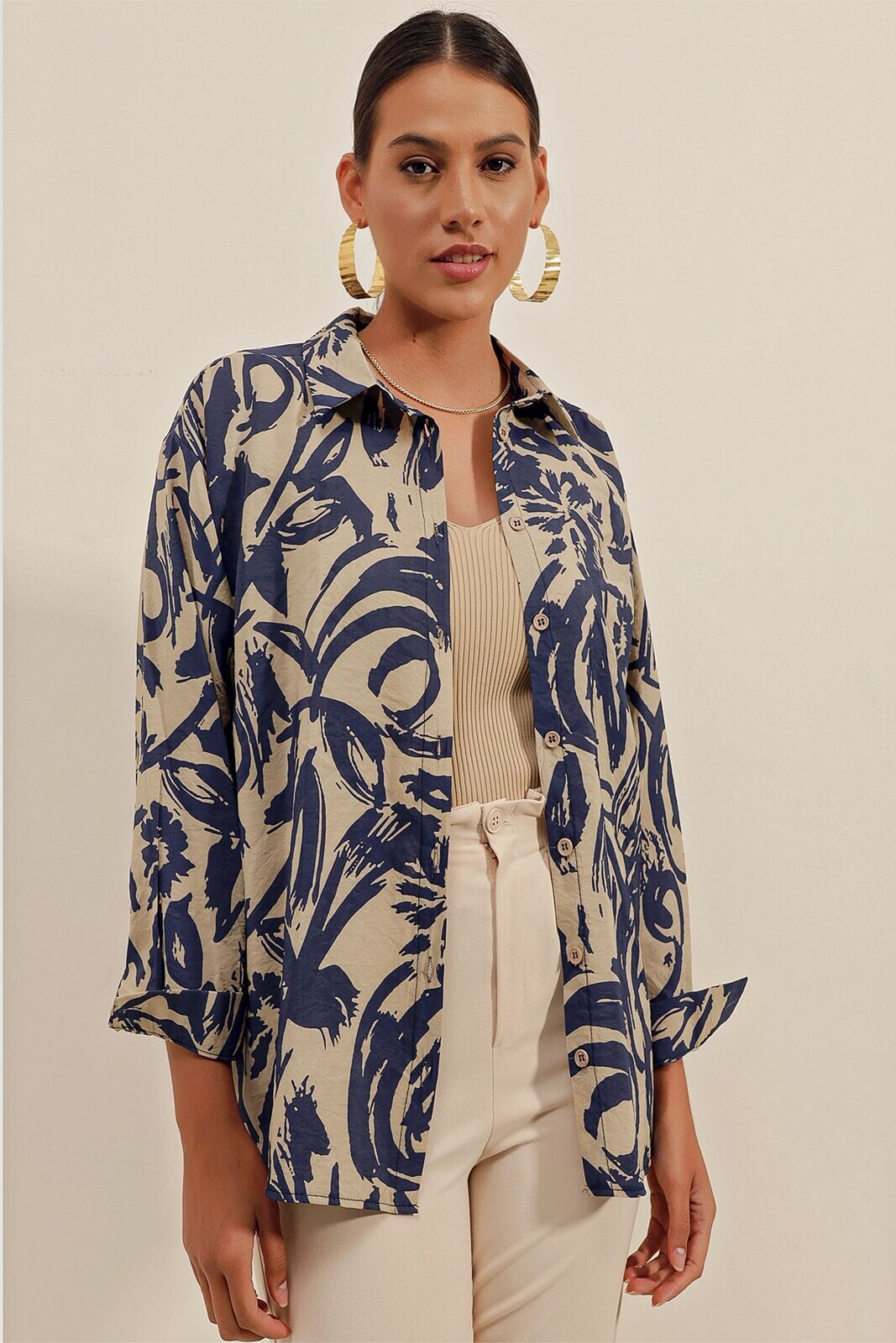 Bigdart 3900 Oversize Long Basic Shirt - Light Navy