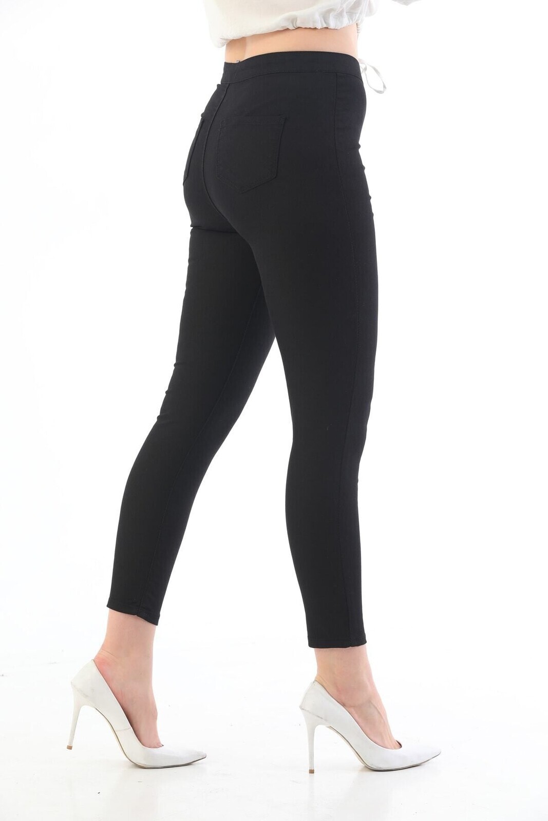 BİKELİFE Black Plus Size High Waist Lycra Gabardine Leggings Trousers