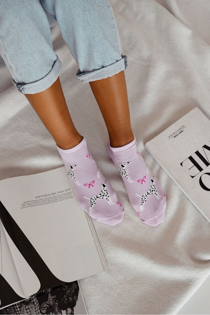 Milena Dámske Ponožky Krátke Dalmát s Fialovými