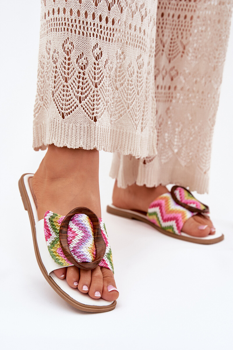 Boto Dámske Ploché Sandále S Dekoratívnou Sponou Biele Luwam