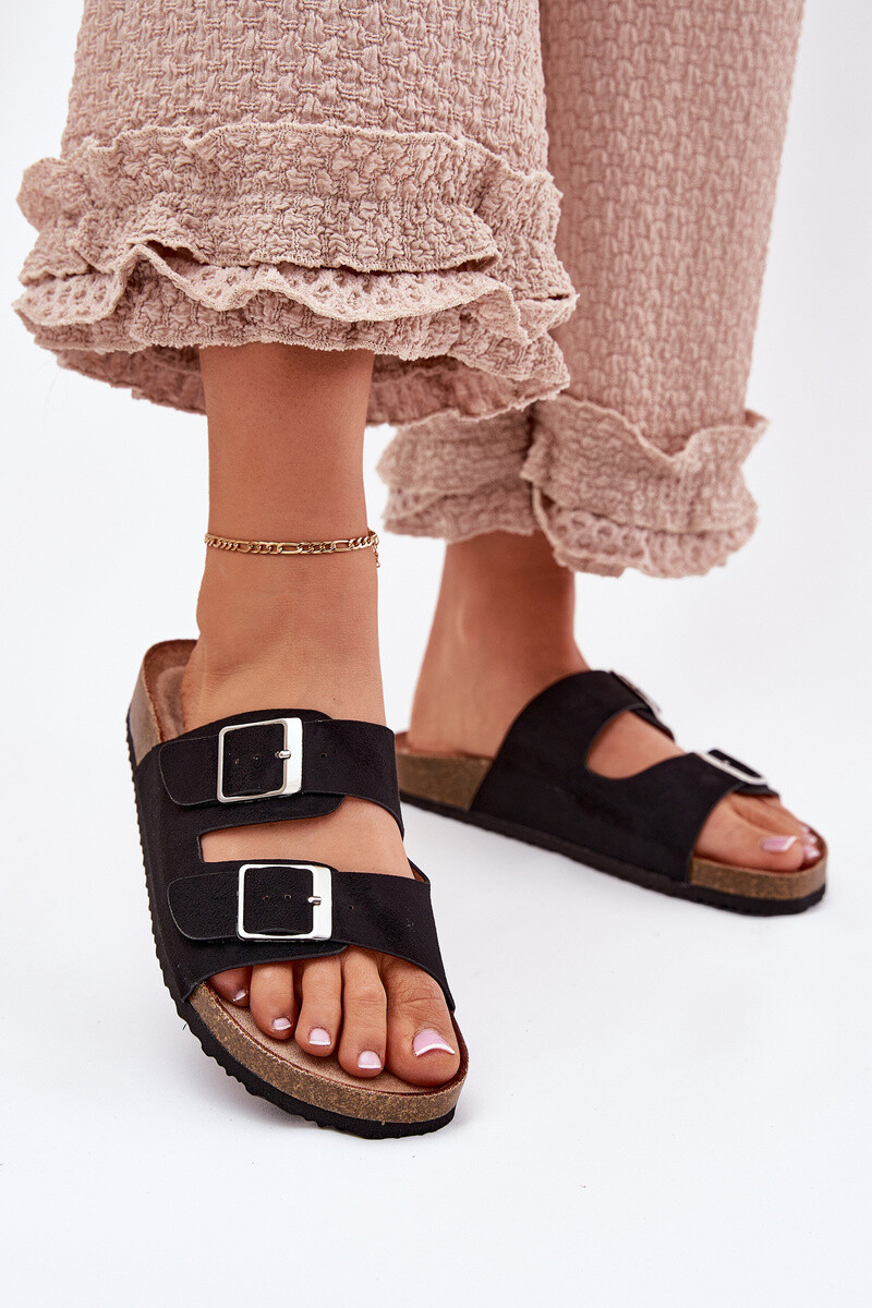 Boto Dámske Sandały Na Korkovej Platforme S Prackami Čierne Evisolla