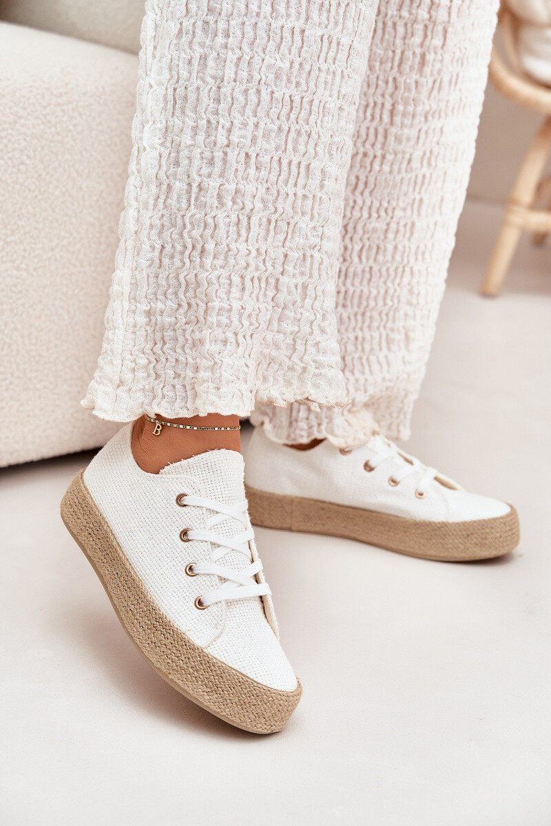 Boto Dámske Tenisky Na Platforme S Pletením Biele Princa