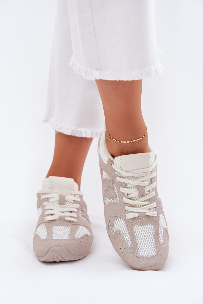 Boto Dámske Športové Topánky Z Eko Semišu Bielo-Bežové Dorella