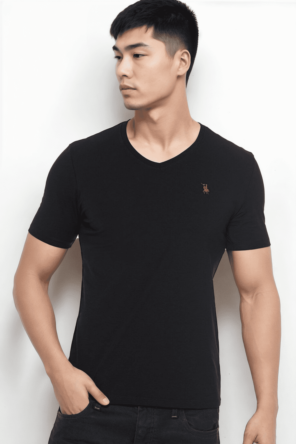 T9568 DEWBERRY V-NECK MEN'S T-SHIRT-BLACK